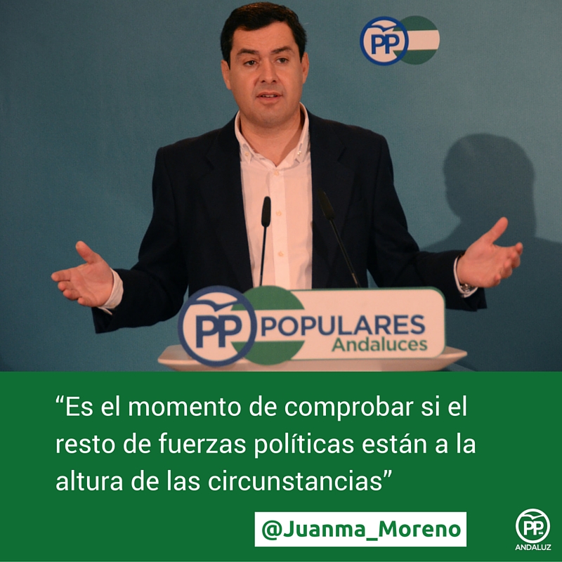 .@Juanma_Moreno»Es el momento de comprobar si el resto de fuerzas políticas están a la altura de las circunstancias» #20D